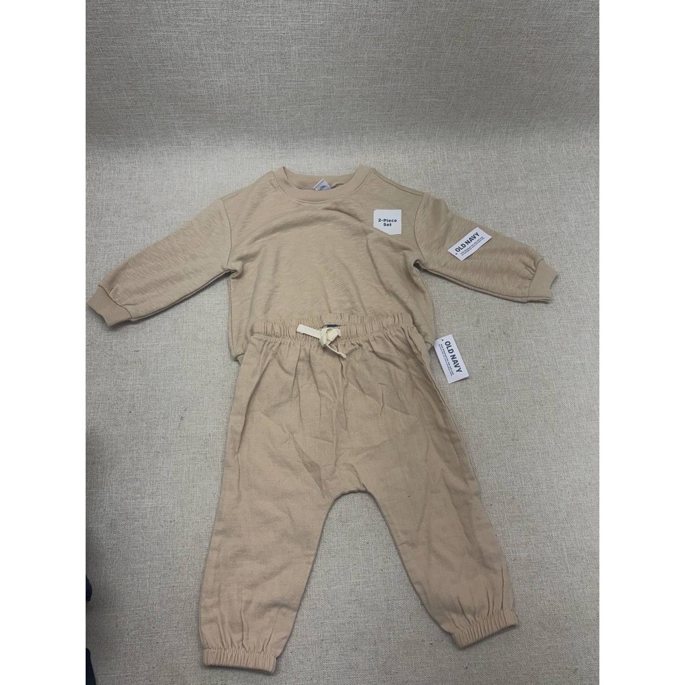 Old Navy Toddler 12-18M Tan Slub Knit Sweatshirt and Joggers 2-Piece Set NWT